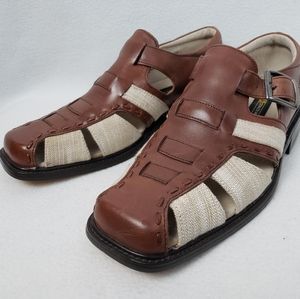 Stacy Adams Men Sz 9M Leather & Natural Sandals